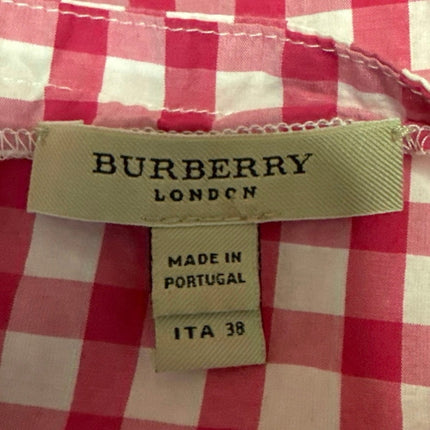 Burberry Women's Pink White Plaid Checkered Sleeveless Peplum Tunic Tank Top 4
