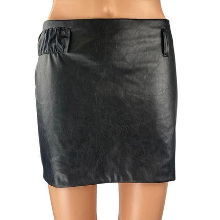 Zara Women's Black Faux Vegan Leather Zipper Mini Straight Pencil Skirt Size XS