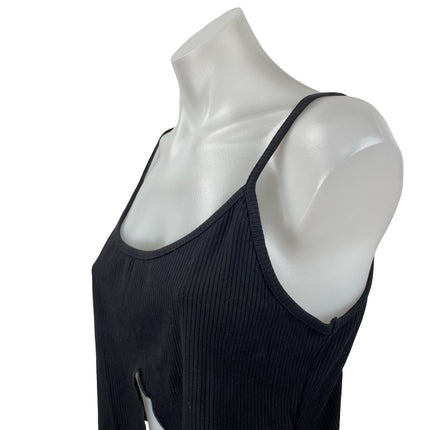 NEW Urban Outfitters Crusada Flyaway Black Split Slip Cami Tank Crop Top Size L