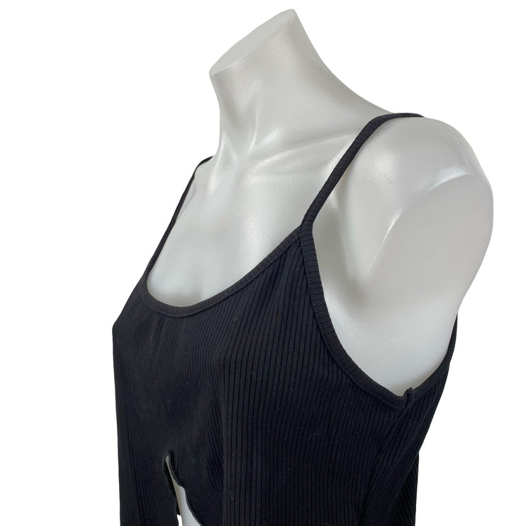NEW Urban Outfitters Crusada Flyaway Black Split Slip Cami Tank Crop Top Size L