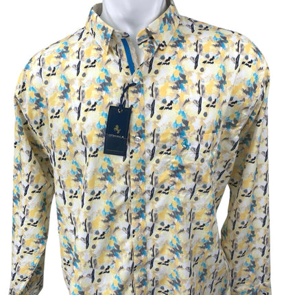 NEW Boronea Men's Multicolor Printed Long Sleeve Button Down Shirt Top Size XXL