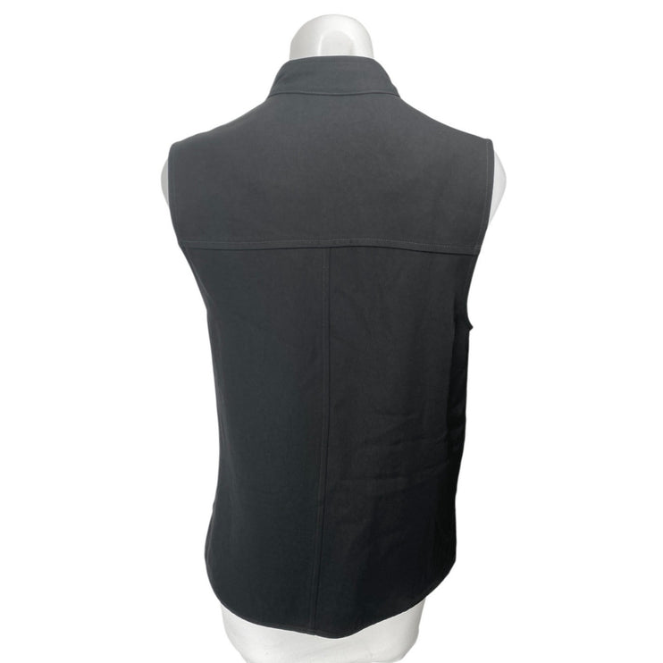 Club Monaco Black Sleeveless Asymmetric Zip Up Moto Biker Vest Jacket Top Size S