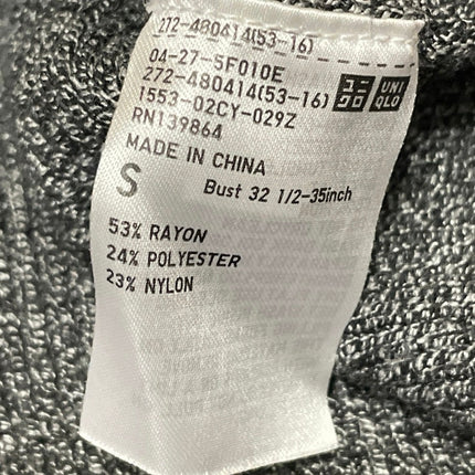 Uniqlo Womens Gray Collared V-neck Long Sleeve Knit Pullover Polo Sweater Top S