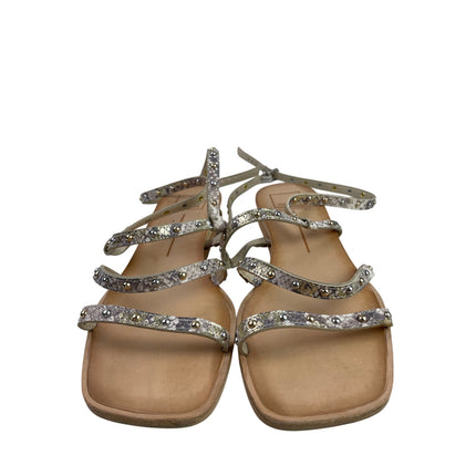 Dolce Vita Rozie Gray Snakeskin Studded Strappy Squre Neck Sandals Size 9.5