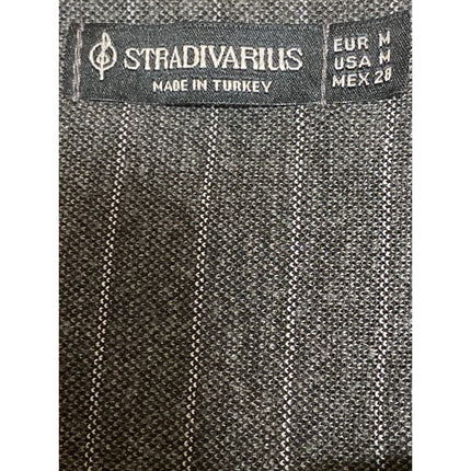 Stradivarius Women's Gray Pinstriped V Neck Button Down Vest Crop Top Size M