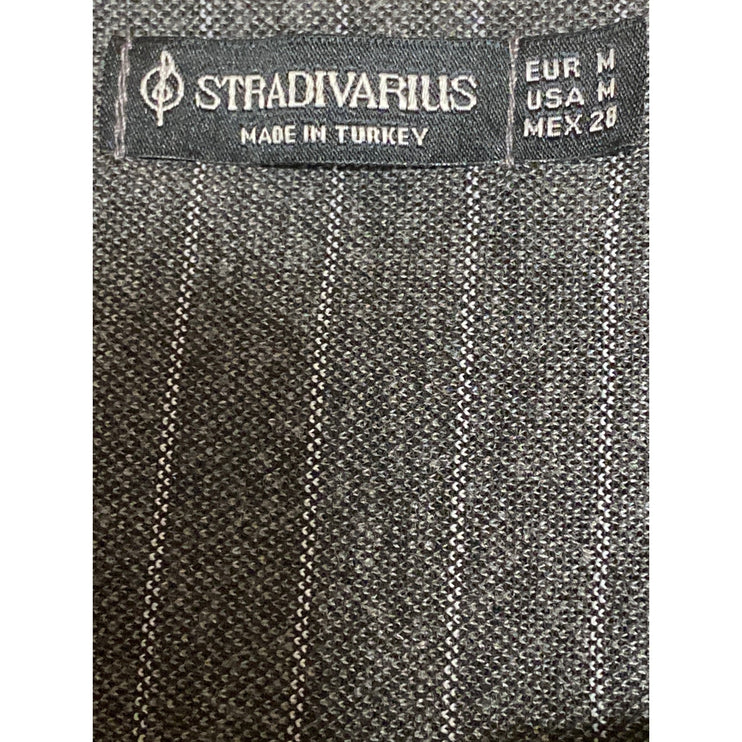 Stradivarius Women's Gray Pinstriped V Neck Button Down Vest Crop Top Size M