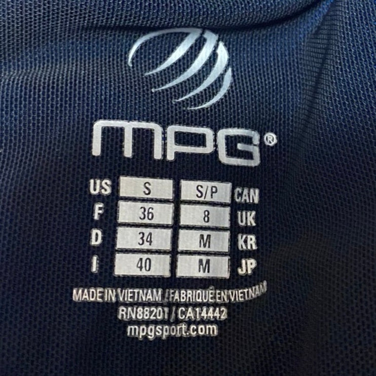 MPG Blue Black Sleeveless Strappy Hoodie Hooded Workout Athletic Crop Top Size S