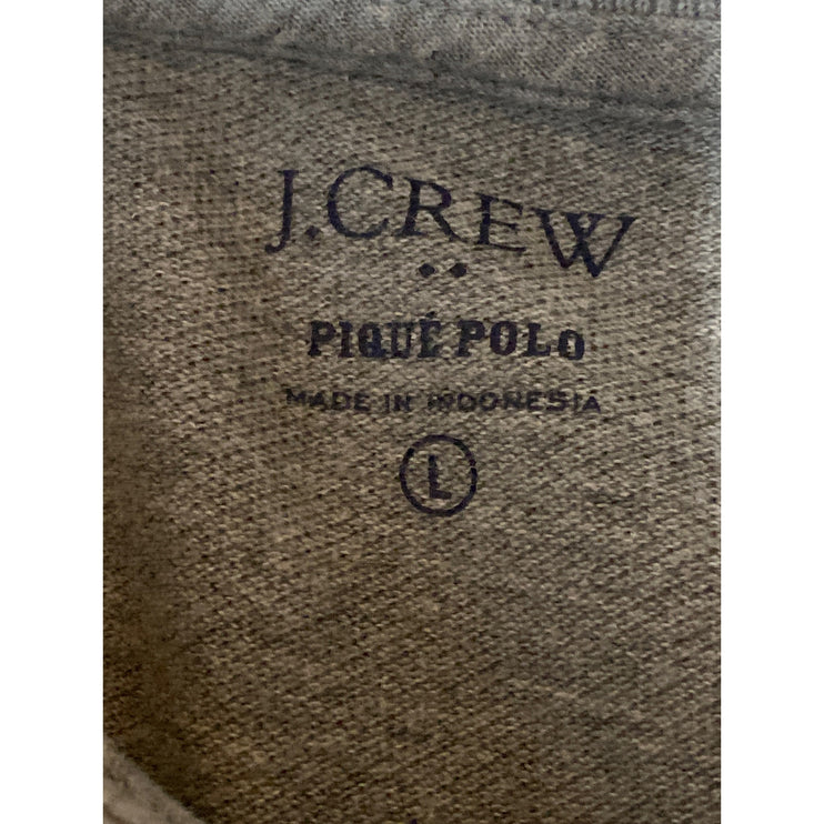 J.Crew Men's Gray Heather Long Sleeve Collared Golf Casual Polo Shirt Top Sz L