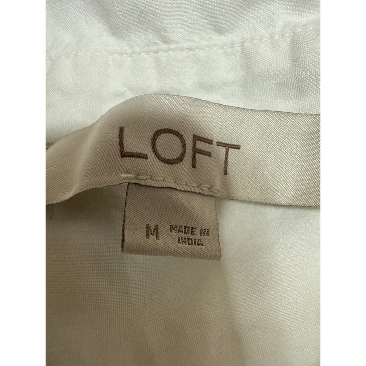 Ann Taylor LOFT Women's White Long Sleeve Collar Button Down Shirt Top Size M