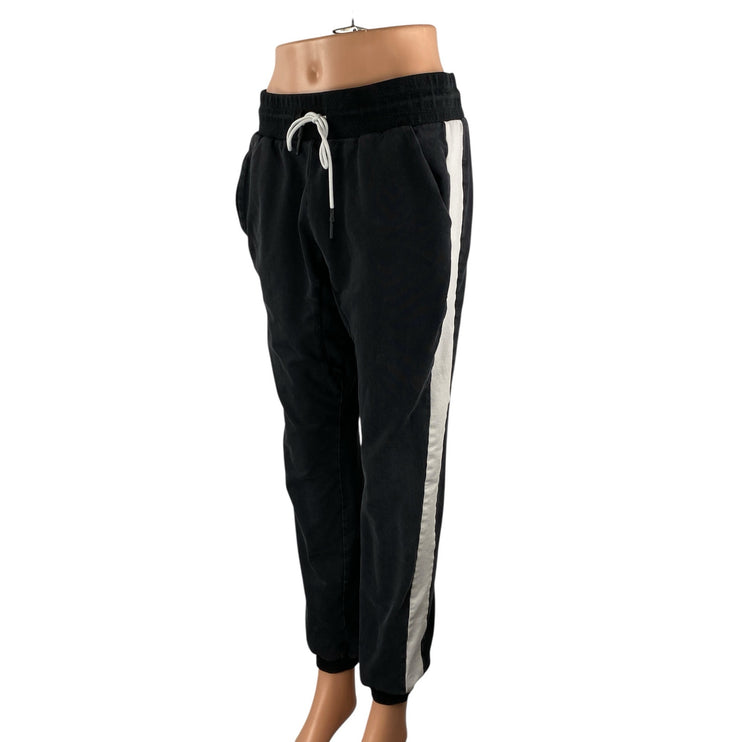 Yidarton Womens Black Striped Trim Drawstring Athletic Jogger Sweat Pants Size M