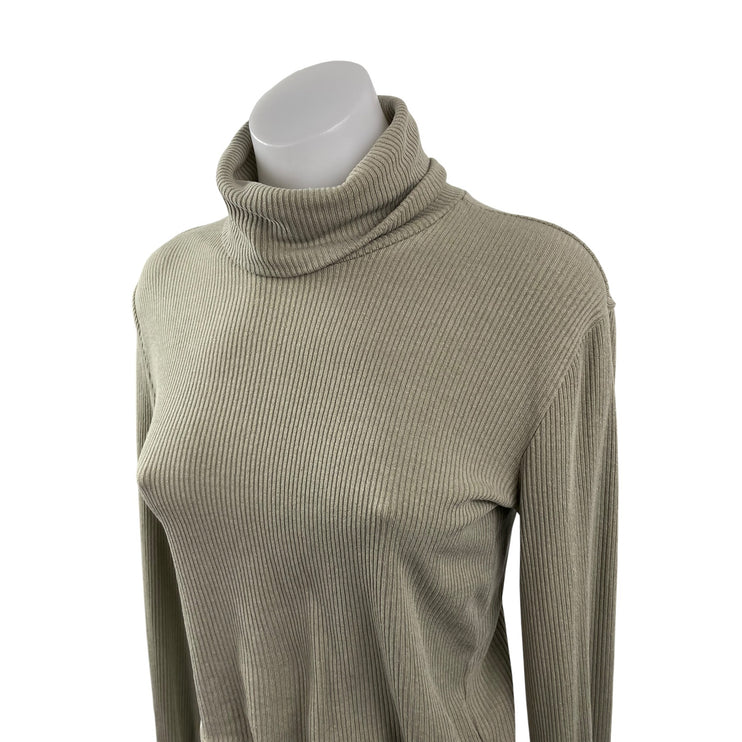 Aritzia Wilfred Free Women's Green Ribbed Long Sleeve Slim Crop Sweater Top XS