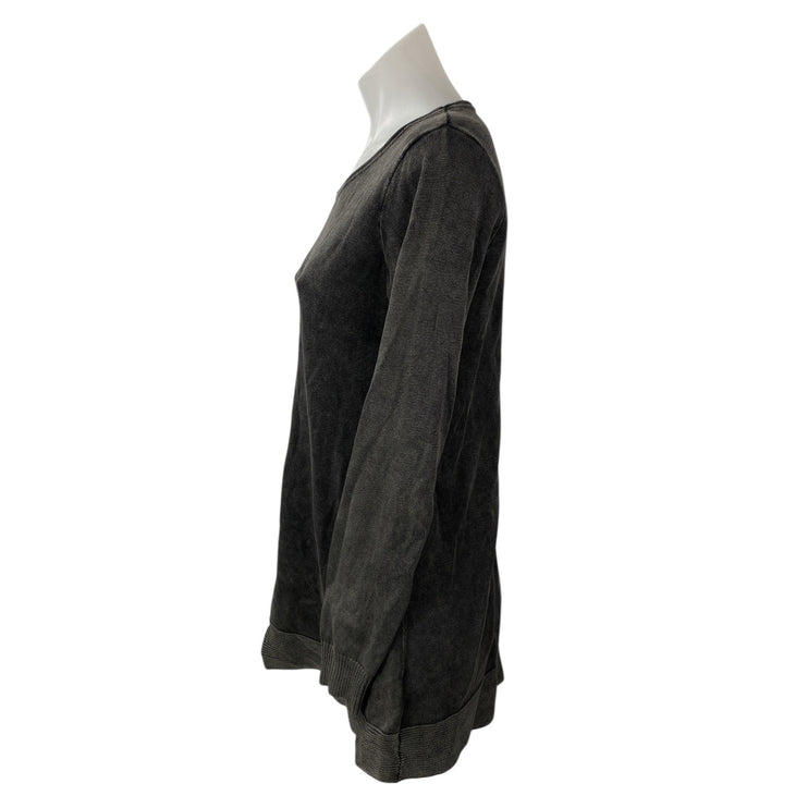 M. Rena Women's Black Washed Asymmetric Long Sleeve Tunic Blouse Top Size S