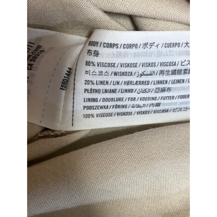 Abercrombie & Fitch Beige Linen Short Puff Sleeve Square Neck ALine Mini Dress S