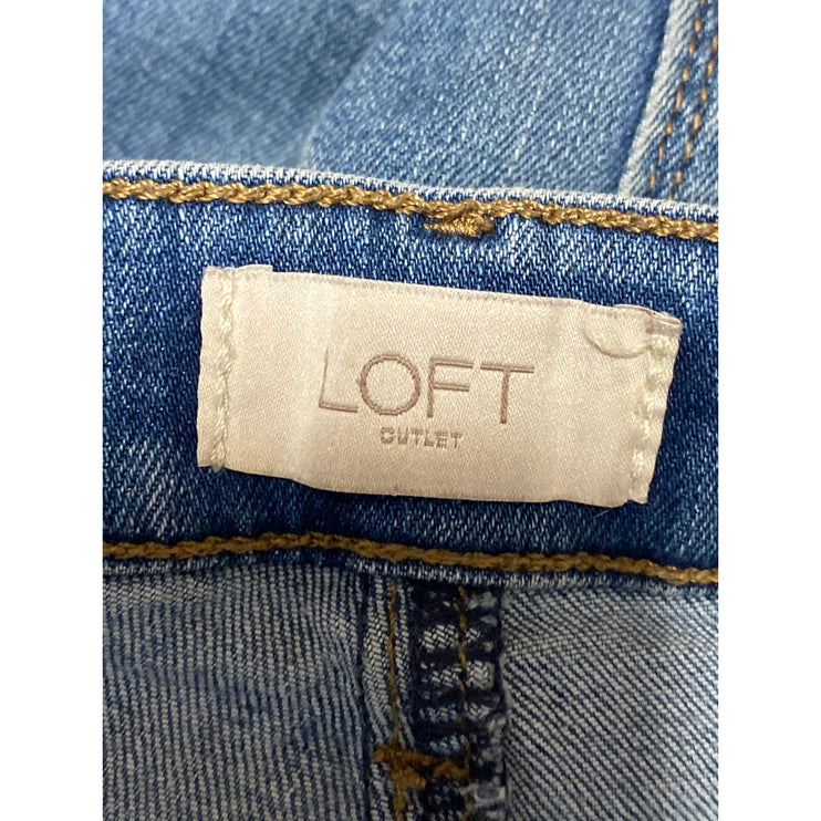 Loft Blue Side Striped Ripped Distressed High Rise Skinny Denim Jeans Pants Sz 2