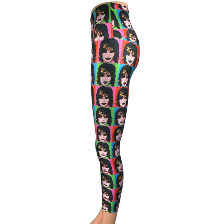 Goldsheep Lisa Rinna Multicolor Face Print Pop Art Skinny Yoga Leggings Pants XS