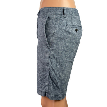 Club Monaco Maddox Fit Mens Gray Linen Blend Slim Straight Leg Chino Shorts 31