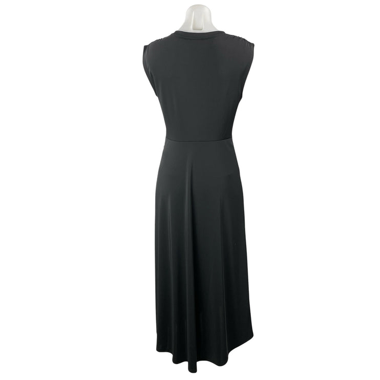 Banana Republic Black Short Cap Sleeve Twist Front A Line Midi Dress Size S