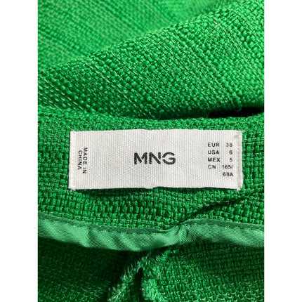 MNG Mango Women Green Tweed High Rise Straight Palazzo Wide Leg Trousers Pants 6
