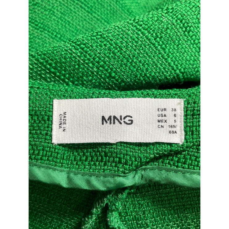 MNG Mango Women Green Tweed High Rise Straight Palazzo Wide Leg Trousers Pants 6