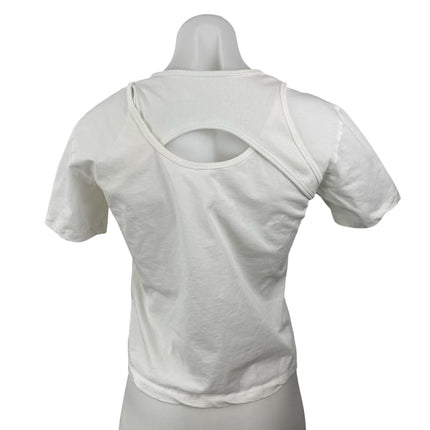 Dion Lee Women's White Cut Out Yoga Sports Athletic Activewear T-Shirt Top Sz XS