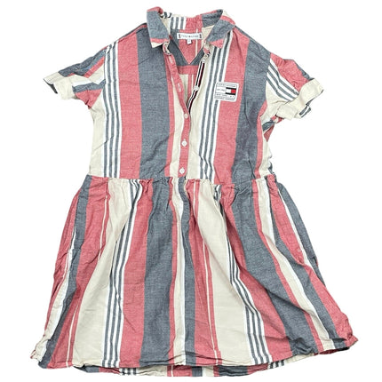 Tommy Hilfiger Kids Girls Multicolor Striped Collar Mini Flare Shirt Dress US 12