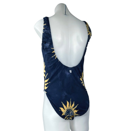 Her Pony Blue Tie Dye Celestial Sun Sleeveless Cami Camisole Tank Bodysuit 10