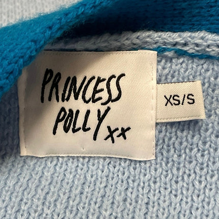 Princess Polly Zaynah Blue Long Sleeves Knit Cropped Cardigan Sweater Top XS