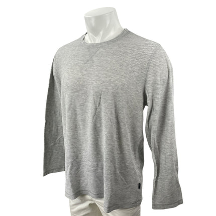 Eddie Bauer Men's Gray Heather Long Sleeve Crew Neck Waffle Knit Thermal Tee L
