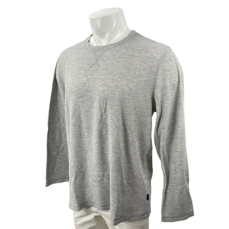 Eddie Bauer Men's Gray Heather Long Sleeve Crew Neck Waffle Knit Thermal Tee L
