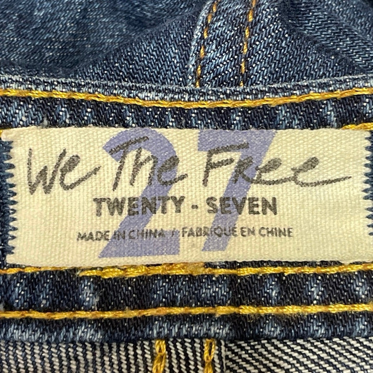 Free People We The Free Over the Rainbow Blue Bootcut Flare Denim Jeans Size 27