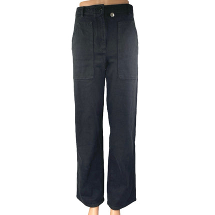 Aritzia Wilfred Women's Black High Rise Straight Wide Leg Trousers Pants Size 6