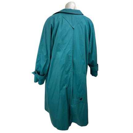 London Fog Women's Blue Green Collared Button Down Long Sleeve Overcoat Jacket 6
