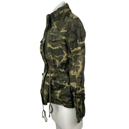Shinestar Women's Green Camo Army Military Full Zip Anorak Utility Jacket Size M