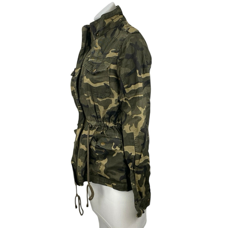 Shinestar Women's Green Camo Army Military Full Zip Anorak Utility Jacket Size M