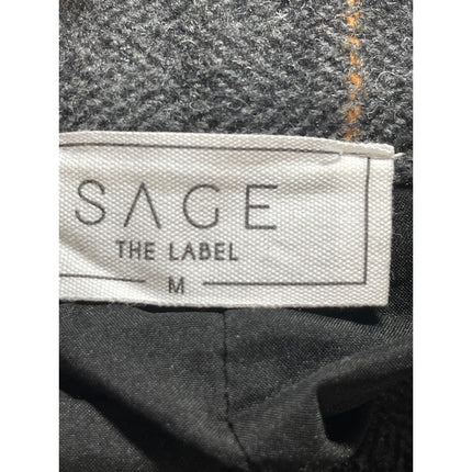 Sage The Label Gray Wool Plaid High Waist Palazzo Wide Leg Trousers Pants Size M