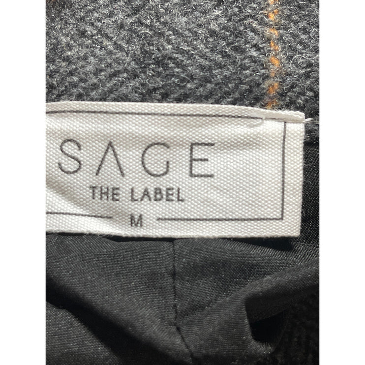 Sage The Label Gray Wool Plaid High Waist Palazzo Wide Leg Trousers Pants Size M