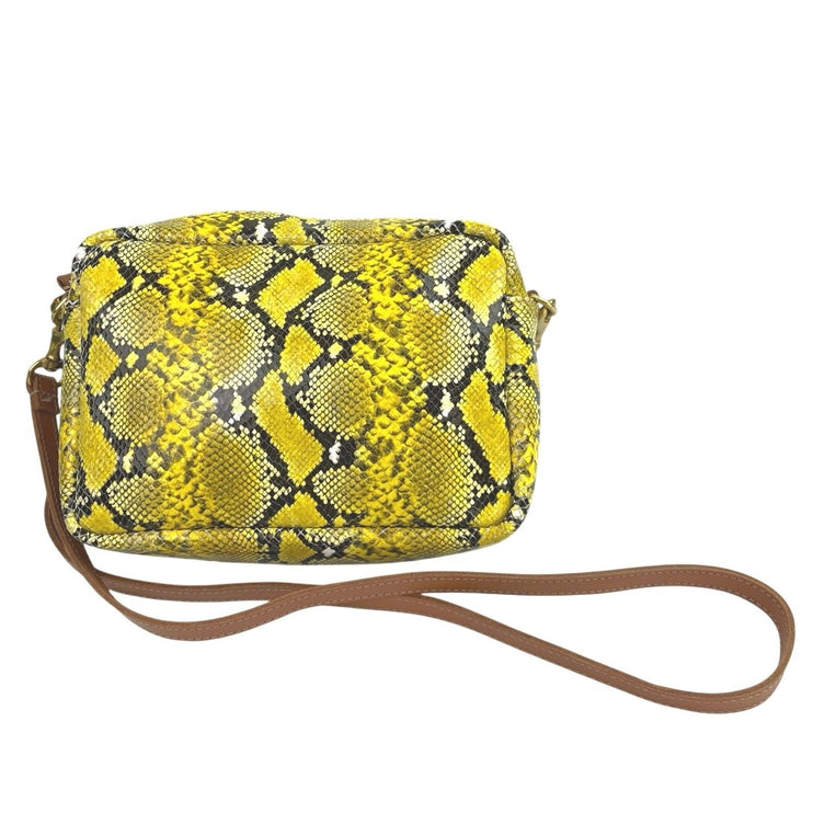 Clare V. Yellow Snakeskin Animal Print Leather  Clutch Shoulder Crossbody Bag