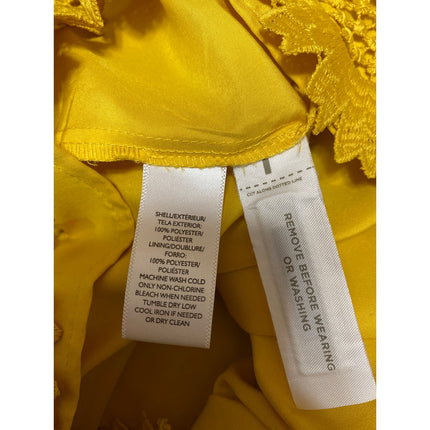 Ann Taylor LOFT Women Yellow Floral Lace Crochet Short Sleeve Mini Shift Dress 8
