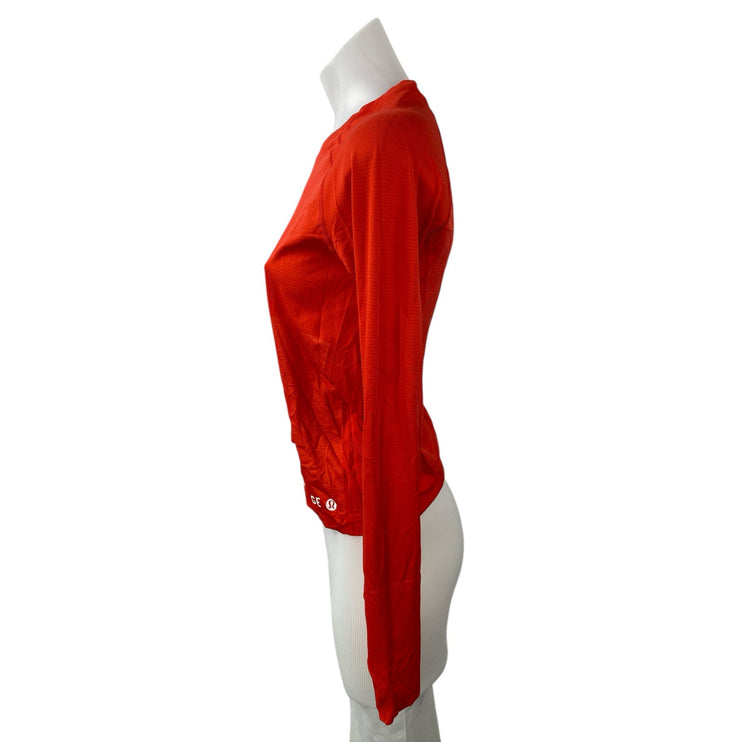 Lululemon Red Crew Neck Long Sleeve Yoga Gym Athletic Activewear T-Shirt Top M