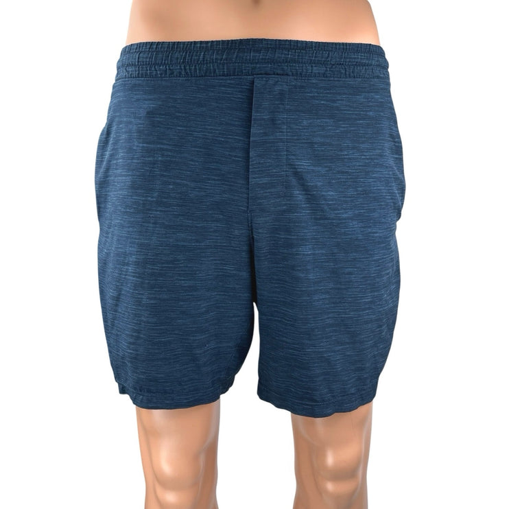 Lululemon Pace Breaker Mens Blue Elastic Waist Training Fitness Gym Shorts Sz 26