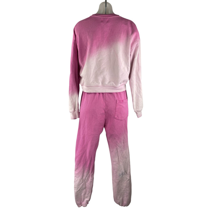 Sundry Pink Ombre Long Sleeve Two Piece Lounge Pajama Sweatshirt Pants Set Sz S
