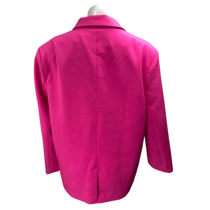 Missguided Women's Pink Notch Collar Button Long Sleeve Blazer Coat Jacket Sz 0