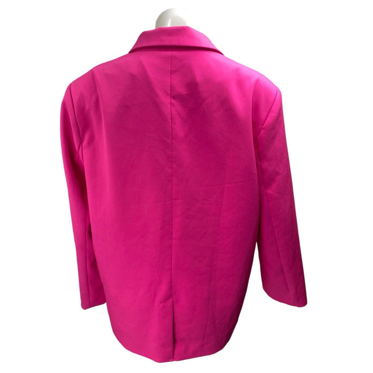 Missguided Women's Pink Notch Collar Button Long Sleeve Blazer Coat Jacket Sz 0