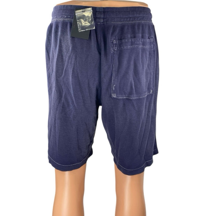 NEW ATM Pique Men's Blue Knit Elastic Waist Drawstring Pockets Sweat Shorts Sz L