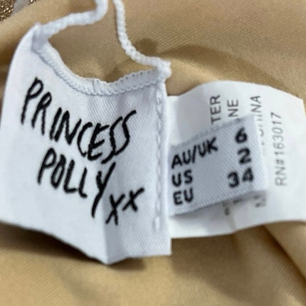 Princess Polly Gold Metallic Halter Bandeau Bikini Two Piece Swimsuit Size 2/4
