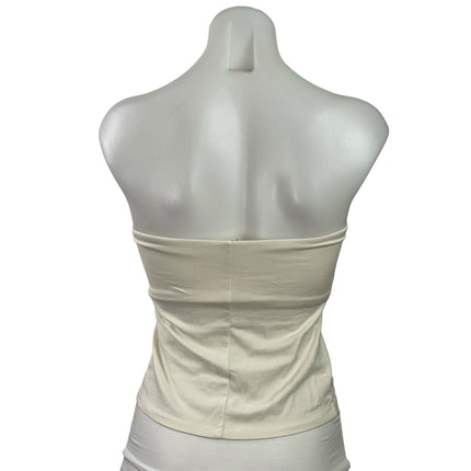 Skims Womens Cream Yellow Sleeveless Strapless Bandeau Crop Tube Tank Top Size S