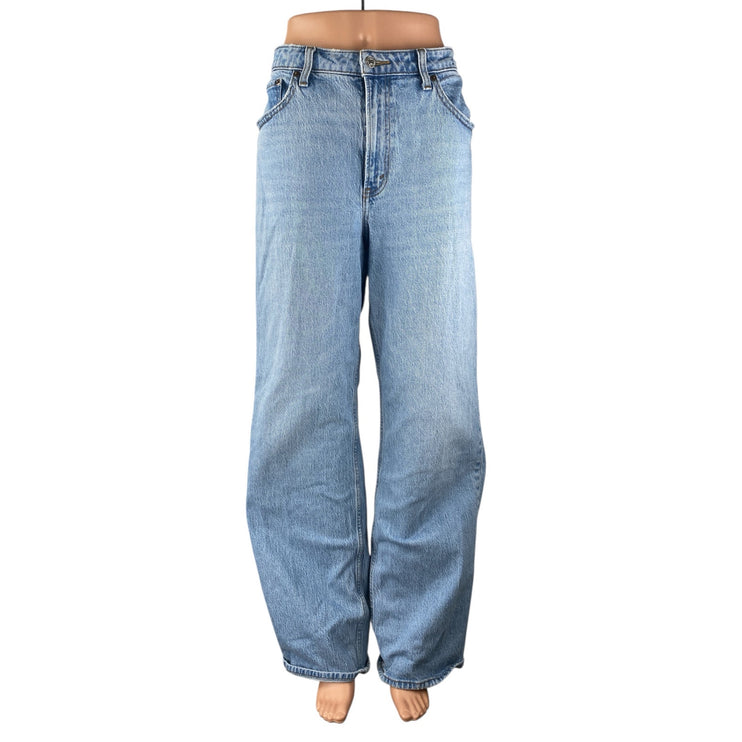 Abercrombie & Fitch The 90s Relaxed High Rise Blue Straight Denim Jeans Size 32