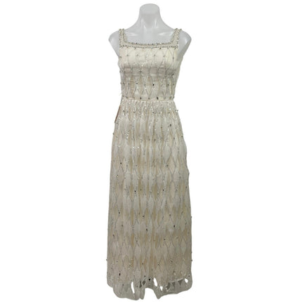 NEW Women's White Sequin Rhinestone Sleeveless Square Neck A-Line Tank Dress XS