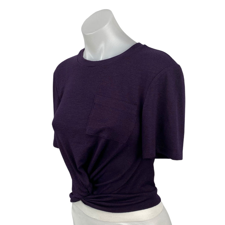 Aritzia Wilfred Free Women's Purple Short Sleeve Twist Front Tee Crop Top Size S
