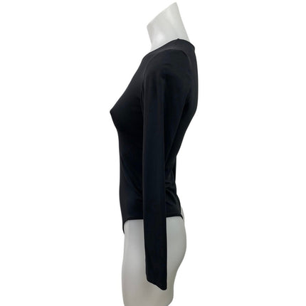Aritzia Babaton Contour Black Long Sleeve Crew Neck Thong Bodysuit Top Size S